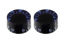 Allparts Guitar Split Shaft Speed Knob Set with Blue Tint and 0-10 Indicators (Black and Blue)