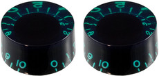 Allparts Guitar Split Shaft Speed Knob Set with Green Tint and 0-10 Indicators (Black and Green)