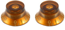 Allparts Guitar Split Shaft Vintage Bell Control Knob Set with 0-10 Indicators (Amber)