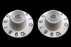 Allparts Guitar Split Shaft Witch Hat Volume Control Knob Set (White)