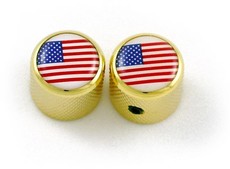 Allparts Guitar US Flag Art Dome Control Knobs with Set Screw (Gold)