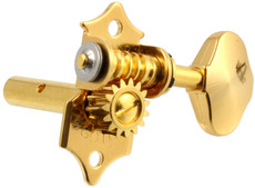 Gotoh Acoustic Guitar 3 A-Side Open Gear Machine Heads Set with Butterbean Buttons for Slotted Headstocks (Gold)