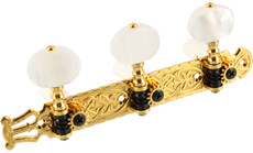 Gotoh Classical Guitar Machine Heads Set with White Pearloid Oval Buttons (Gold)