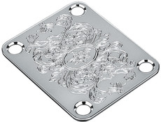 Gotoh Electric and Bass Guitar 4-Hole Engraved Neckplate (Chrome)