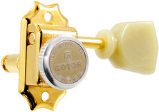 Gotoh SD90 MG-T SD Series Electric Guitar Vintage Style Locking Machine Heads with Plastic Keystone Buttons (Gold and Green)