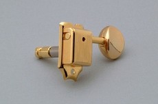 Gotoh SD91MG Electric Guitar Locking Vintage Style 6 In-Line Machine Heads Set with Metal Round Button (Gold)