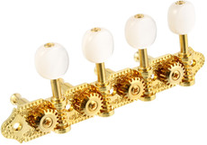 Grover Mandolin A Style Machine Heads Set with Round Pearloid Buttons (Gold and White Pearloid)