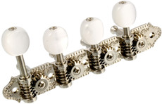 Grover Mandolin F Style Machine Heads Set with Round Pearloid Buttons (Nickel and White Pearloid)