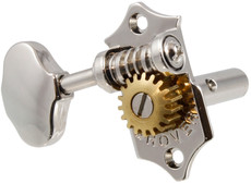 Grover Sta-Tite 97 Series Acoustic Guitar 3 A-Side Open Gear Machine Heads Set with Butterbean Buttons for Slotted Headstocks (Nickel)