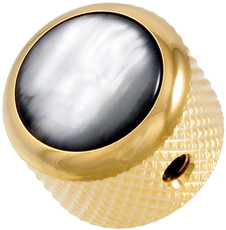 Q-Parts Guitar 14.6mm Tall Acrylic Black Pearl Dome Control Knob with Set Screw (Gold)