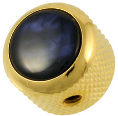 Q-Parts Guitar 14.6mm Tall Acrylic Blue Pearl Mini Dome Control Knob with Set Screw (Gold)