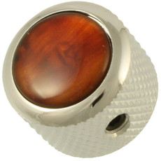 Q-Parts Guitar 14.6mm Tall Acrylic Tortoise Mini Dome Control Knob with Set Screw (Chrome)