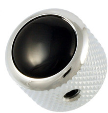 Q-Parts Guitar 14.6mm Tall Black Acrylic Dome Control Knob with Set Screw (Chrome)