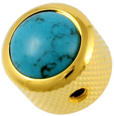 Q-Parts Guitar 14.6mm Tall Turquoise Dome Control Knob with Set Screw (Gold)