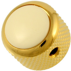 Q-Parts Guitar 14.6mm Tall White Acrylic Dome Control Knob with Set Screw (Gold)