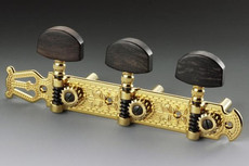 Schaller Classical Lyra Classical Guitar Machine Heads Set with Ebony Buttons (Gold)