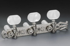 Schaller Classical Lyra Classical Guitar Machine Heads Set with White Pearloid Buttons (Nickel)