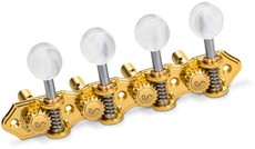 Schaller GrandTune A-Style Mandolin Slotted Machine Head Set with Pearloid Buttons (Gold)