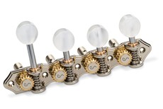 Schaller GrandTune F-Style Reverse Wind Mandolin Slotted Machine Head Set with Pearliod Buttons (Nickel)