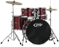 PDP Centerstage 5pc Acoustic Drum Kit with Hardware and Cymbals - Ruby Sparkle (10 12 16 14 22 Inch)