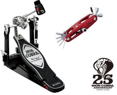 Tama HP900PNB Iron Cobra 900 Series Power Glide Single Bass Drum Pedal - 25th Anniversary Bonus Package (inc. LTD Red Multi Tool)