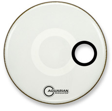 Aquarian RSM22WH Regulator Series 22 Inch Off-Set Hole Gloss Resonator Bass Drum Head (White)