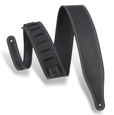 Levys M17BDS-BLK Deluxe 2.5 Inch Butter Double Stitch Leather Guitar Strap (Black)