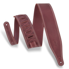 Levys M17BDS-BRG Deluxe 2.5 Inch Butter Double Stitch Leather Guitar Strap (Burgundy)