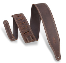 Levys M17BDS-DBR Deluxe 2.5 Inch Butter Double Stitch Leather Guitar Strap (Dark Brown)