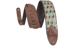 Levys M4WP-004 Western 3 Inch Sundance Line Arrowhead Turquoise Embossed Leather Guitar Strap (Turquoise and Brown)