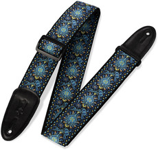 Levys M8HT-04 Print Series 2 Inch 60's Hootenanny Jacquard Weave Guitar Strap (Blue and Black)