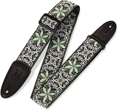 Levys M8HT-11 Print Series 2 Inch 60's Hootenanny Jacquard Weave Guitar Strap (Green and White)