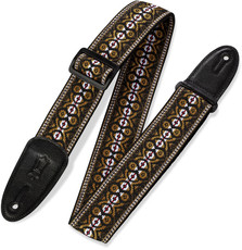 Levys M8HT-20 Print Series 2 Inch 60's Hootenanny Jacquard Weave Guitar Strap (Orange and Brown)