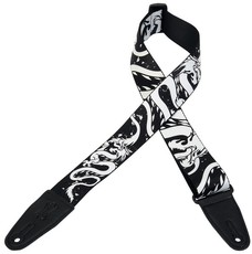 Levys MPD2-013 2 Inch Sublimation Printed Polyester Guitar Strap (Black and White Dragon)