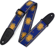 Levys MPJG-SUN-BLU Print Series 2 Inch Jacquard Weave Guitar Strap with Garment Leather Backing (Sun Design)