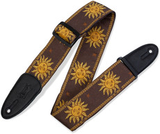 Levys MPJG-SUN-BRN Print Series 2 Inch Jacquard Weave Guitar Strap with Garment Leather Backing (Sun Design)