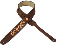 Levys MSS3-2E-001 2 Inch Embroidery Design Hand-Brushed Suede Guitar Strap (Brown)