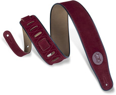 Levys MSS3-BRG Signature Series 2.5 Inch Suede Guitar Strap with Black Decorative Piping (Burgundy)