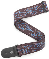 Planet Waves P20W1400 2 Inch Flames Pinstripe Guitar Strap (Black and Blue)