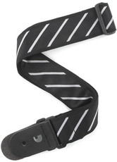 Planet Waves T20W1409 2 Inch Woven Ribbon and Nylon Tie Stripes Strap (Black and Grey)