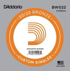 D'Addario BW022 .022 80/20 Bronze Wound Single Acoustic Guitar String