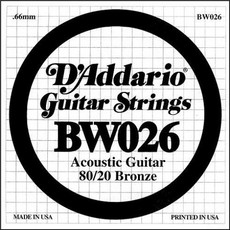 D'Addario BW026 .026 80/20 Bronze Wound Single String