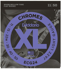 D'Addario ECG24 11-50 Chromes Flat Wound Jazz Light Electric Guitar Strings