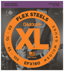 D'Addario EFX160 50-105 FlexSteel Bass Medium Long Scale 4 String Bass Guitar Strings