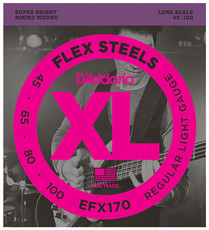 D'Addario EFX170 45-100 FlexSteel Bass Light Long Scale 4 String Bass Guitar Strings