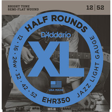 D'Addario EHR350 XL Half Rounds 12-52 Jazz Light Stainless Steel Half Round Electric Guitar Strings