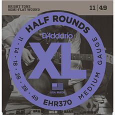 D'Addario EHR370 XL Half Rounds 11-49 Medium Stainless Steel Half Round Electric Guitar Strings