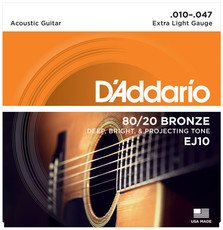 D'Addario EJ10 10-47 80/20 Bronze Extra Light Acoustic Guitar Strings