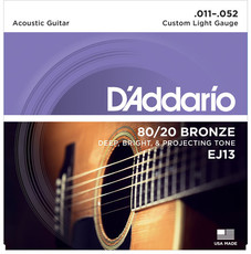 D'Addario EJ13 11-52 80/20 Bronze Custom Light Acoustic Guitar Strings