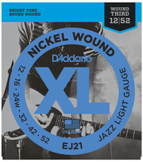 D'Addario EJ21 12-52 Nickel Wound Jazz Light Electric Guitar Strings